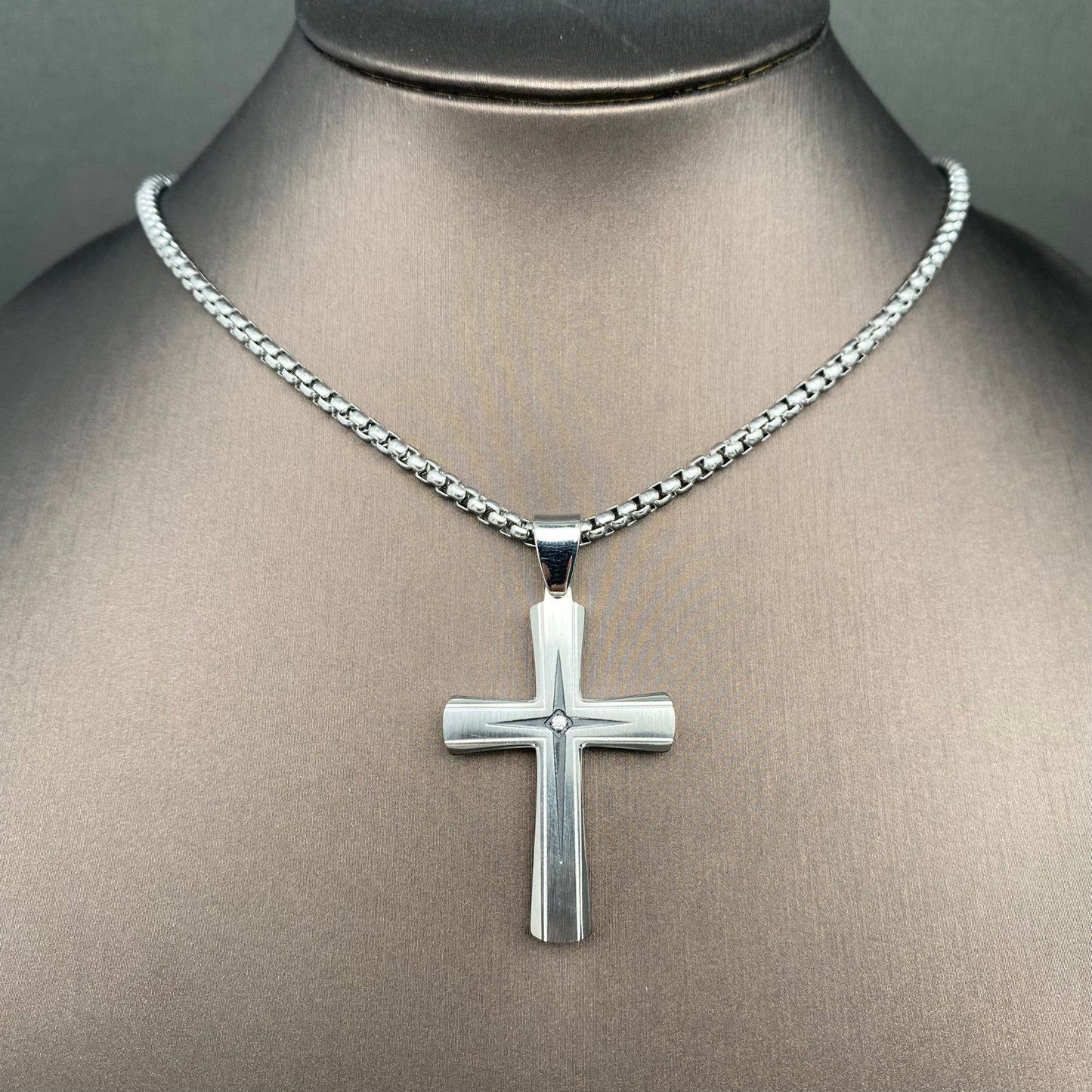 CZ Inlaid Cross Pendant