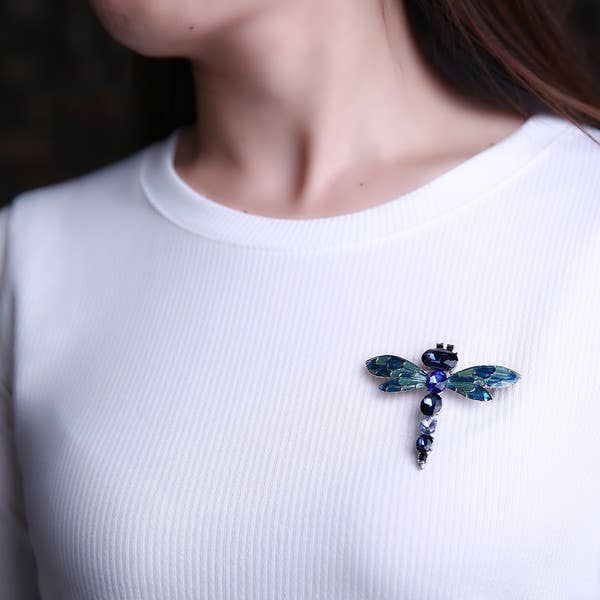 Alloy Rhinestone Dragonfly Brooch