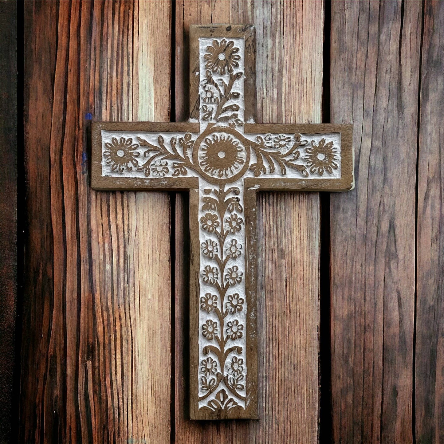 Primavera Hand Carved Wood Wall Cross Clearance