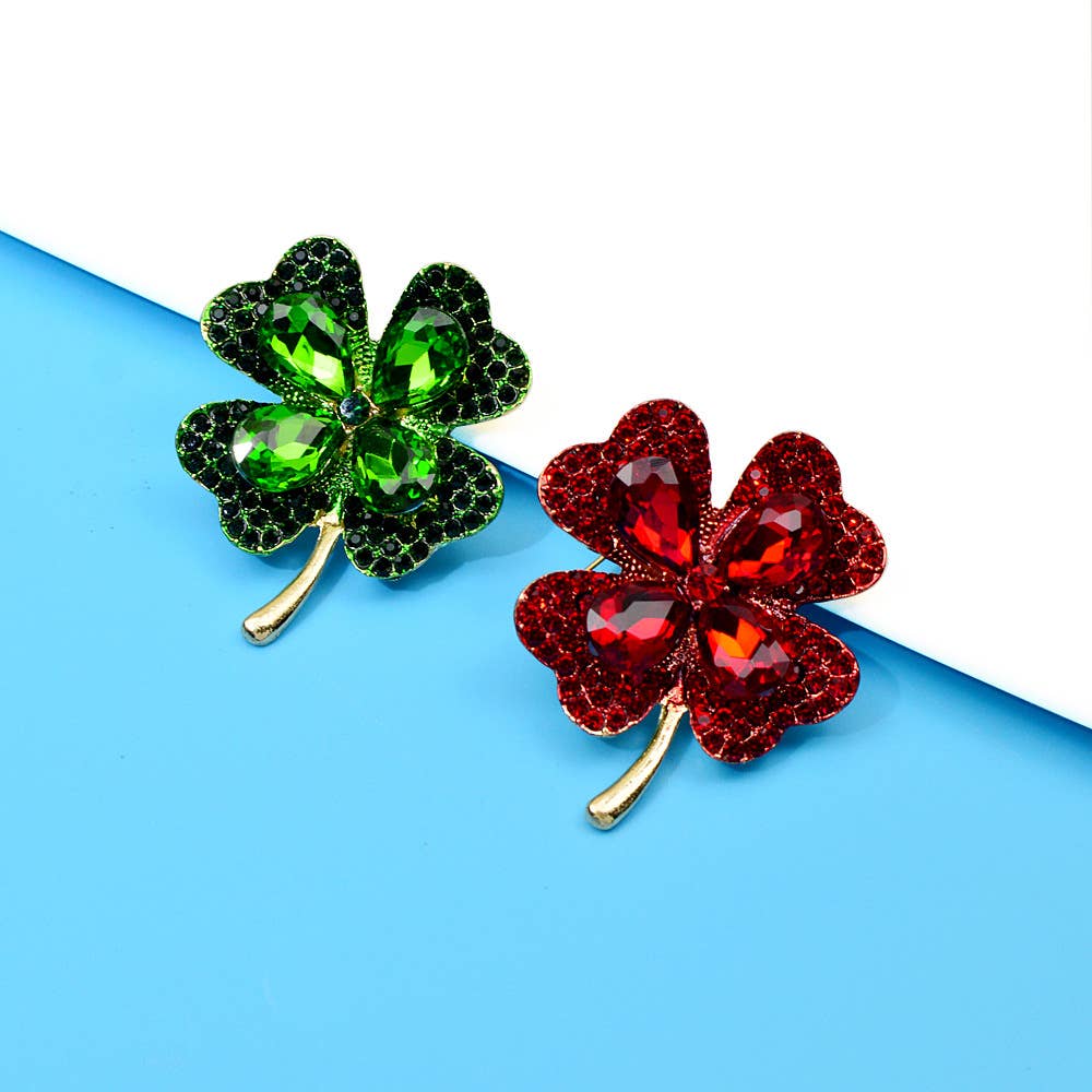 Clover Rhinestone Pin