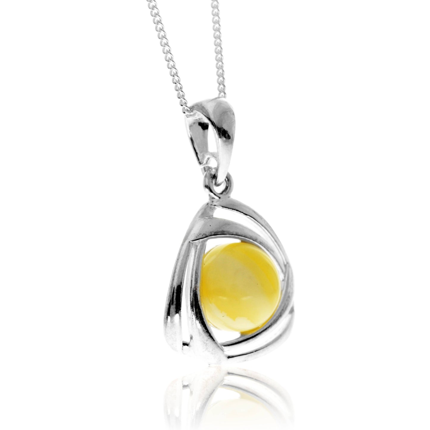925 Sterling Silver & Genuine Baltic Amber Celtic Pendant