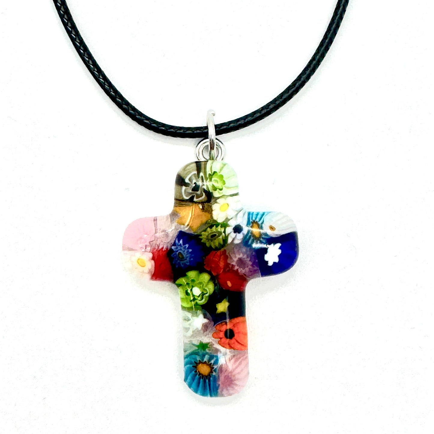 Millefiori Murano Glass Cross Pendant