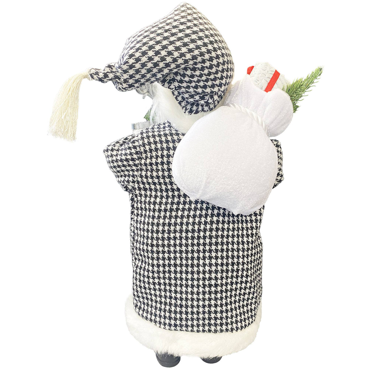 15" Houndstooth and Silver Santa