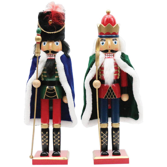 15" Velvet Coated Nutcracker, Set of 2