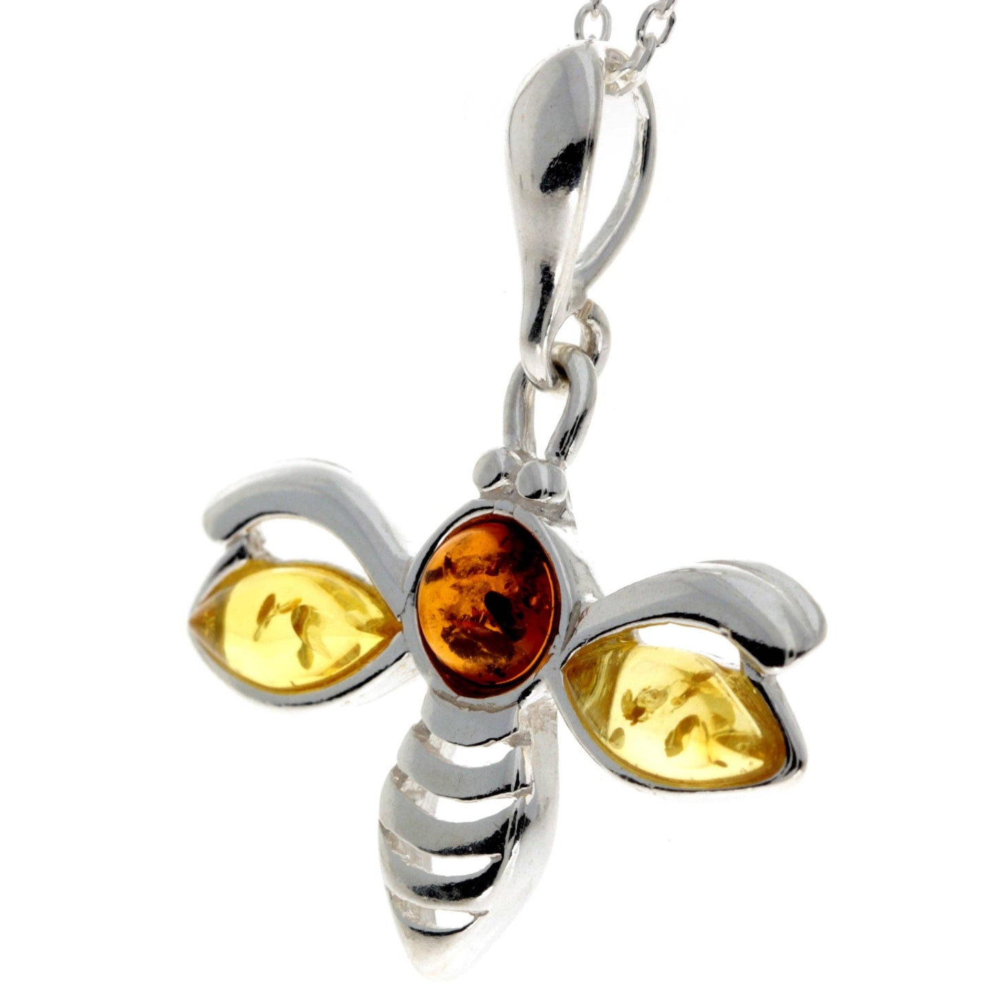 925 Sterling Silver & Baltic Amber Bee Pendant