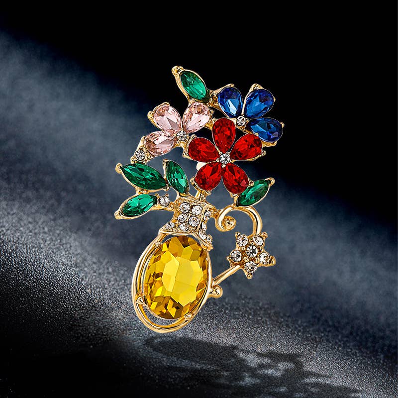Floral Rhinestone Pin
