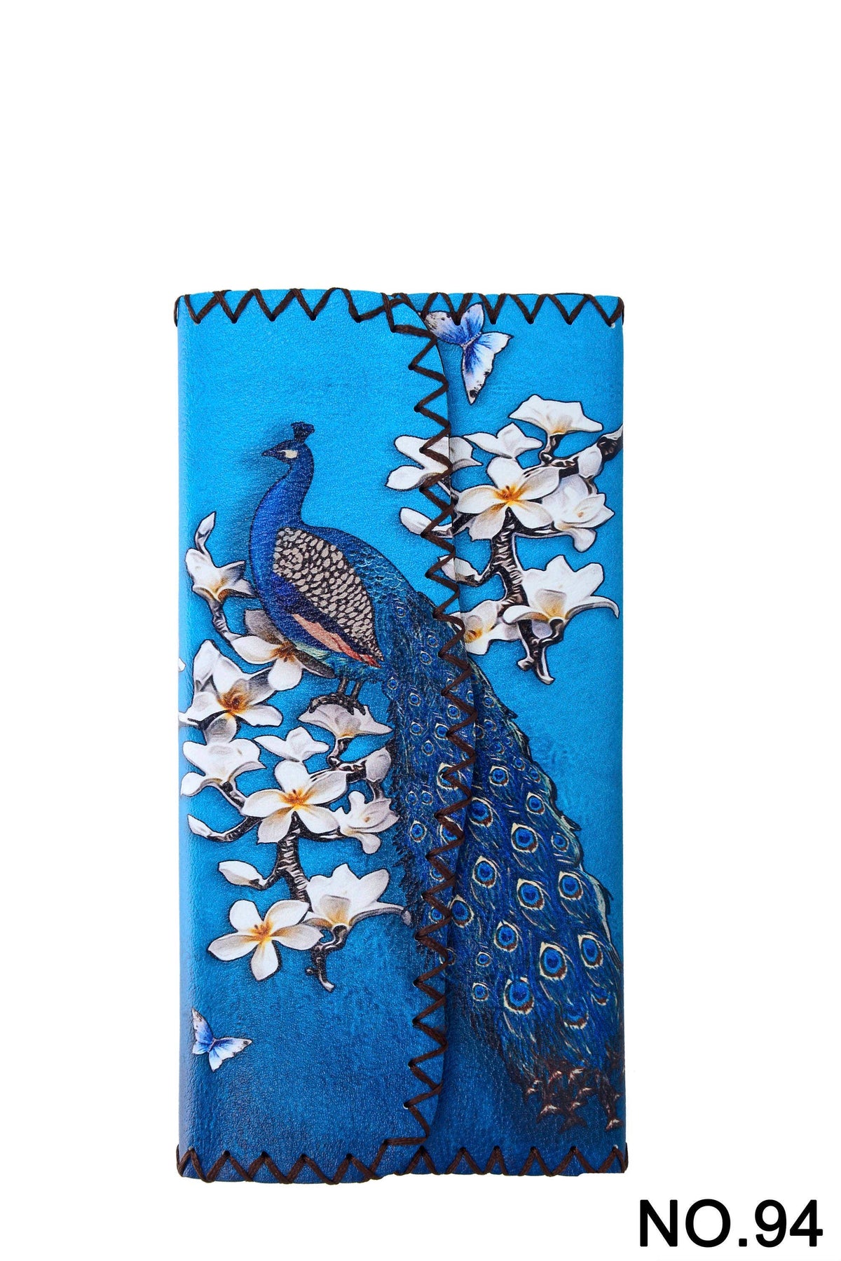 Peacock Print Hand Stitch Wallet