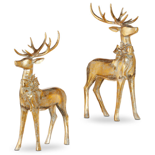 Aged Gold Deer with Bow and Antlers