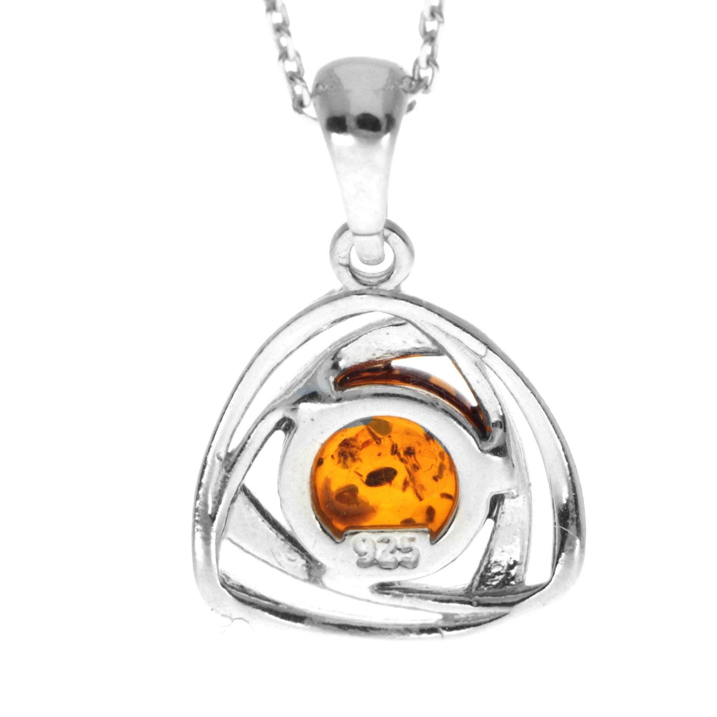 925 Sterling Silver & Genuine Baltic Amber Celtic Pendant