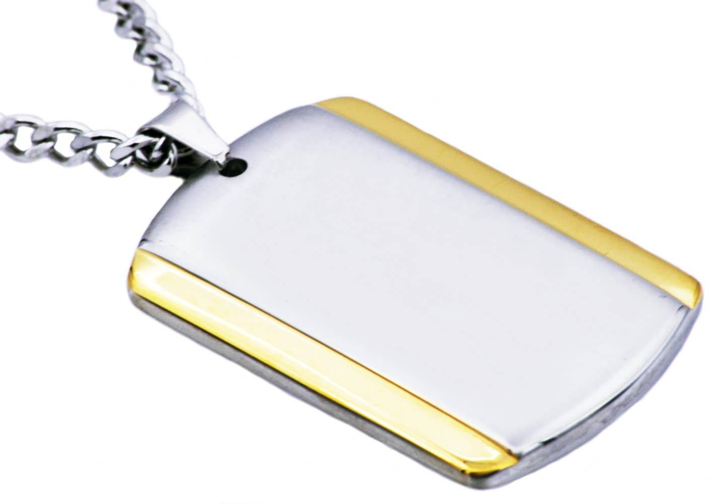 Men's Two Tone Gold Stainless Steel Dog Tag Pendant