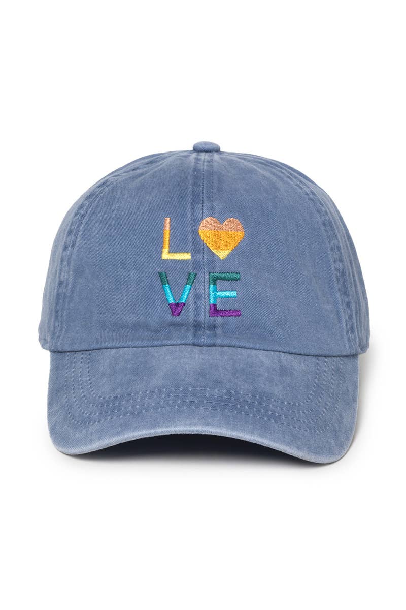 Multi Color Love Emb Cotton Baseball Cap.