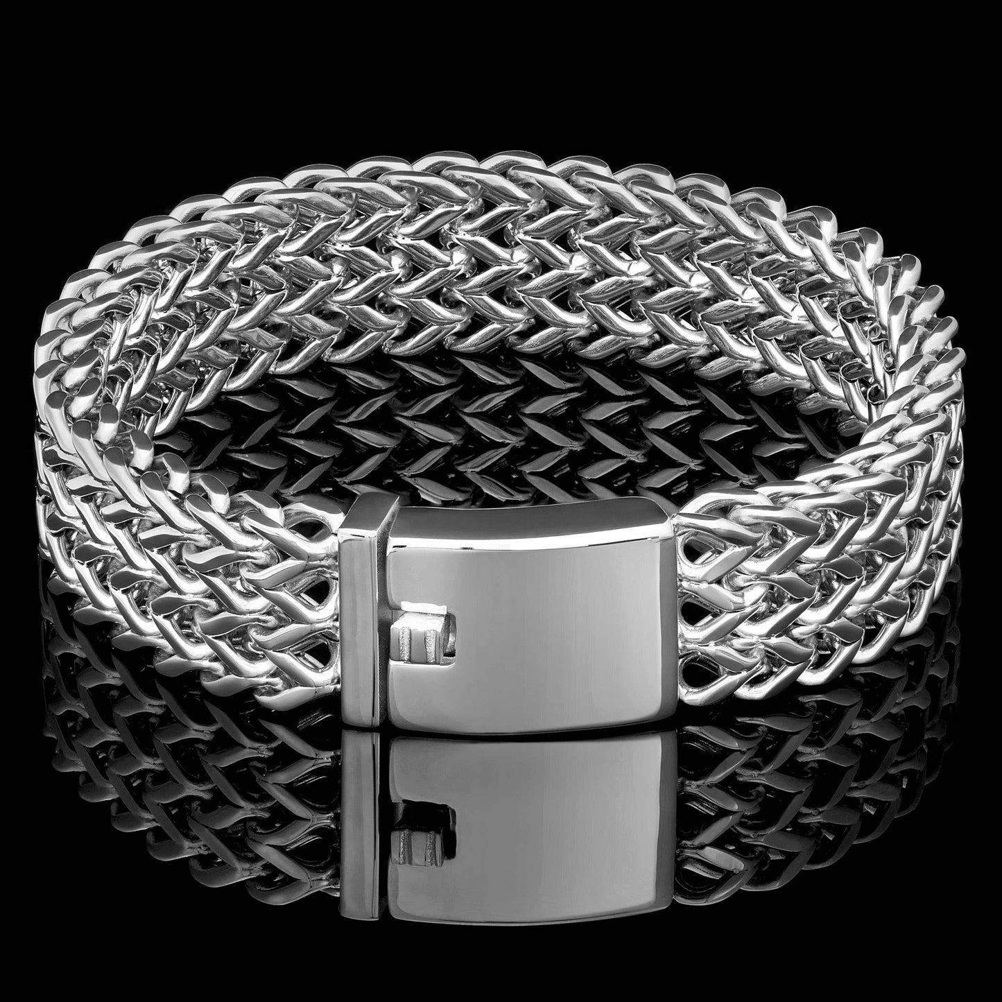 Crucible Three Row Franco Stainless Steel Bracelet (18mm)
