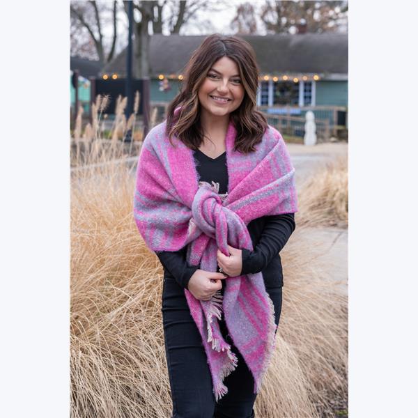 Cozy Wide Plaid Scarf