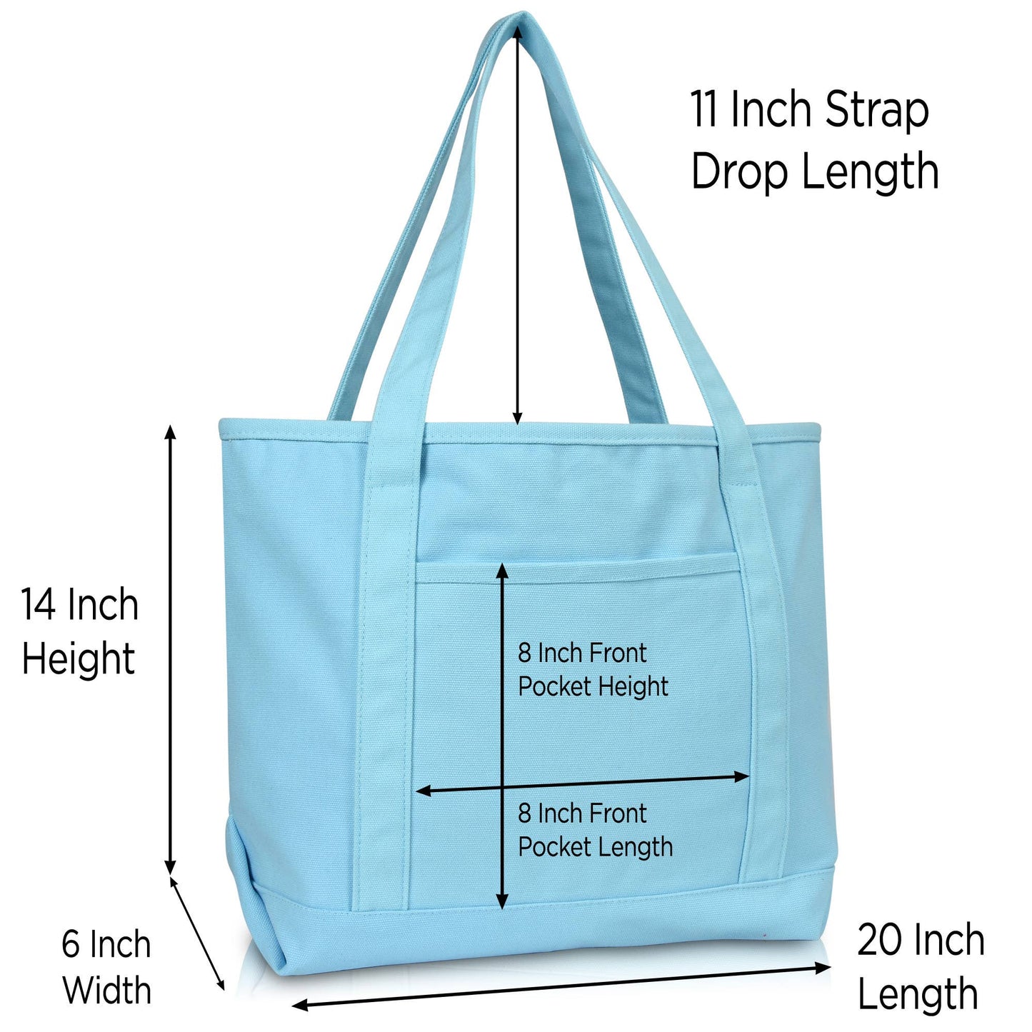 Dalix 20" Solid Color Cotton Canvas Shopping Tote Bag