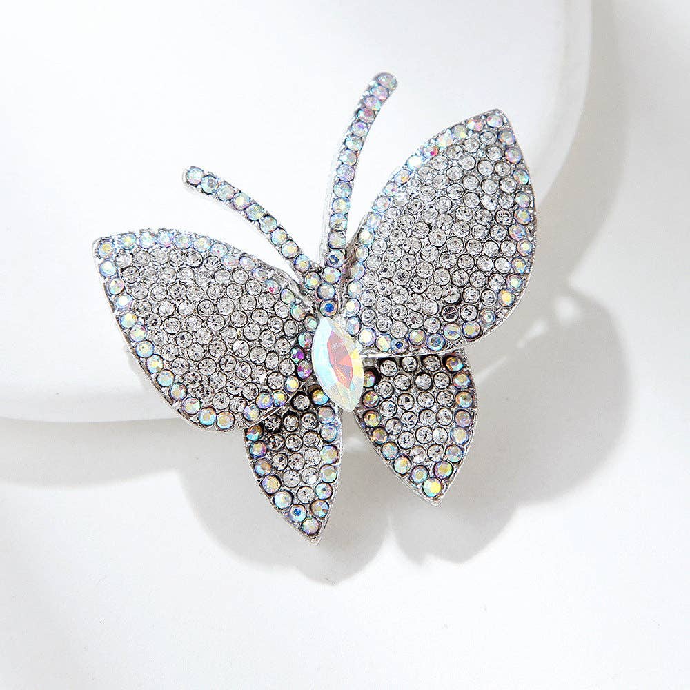 Rhinestone Butterfly Insect Brooch Pin