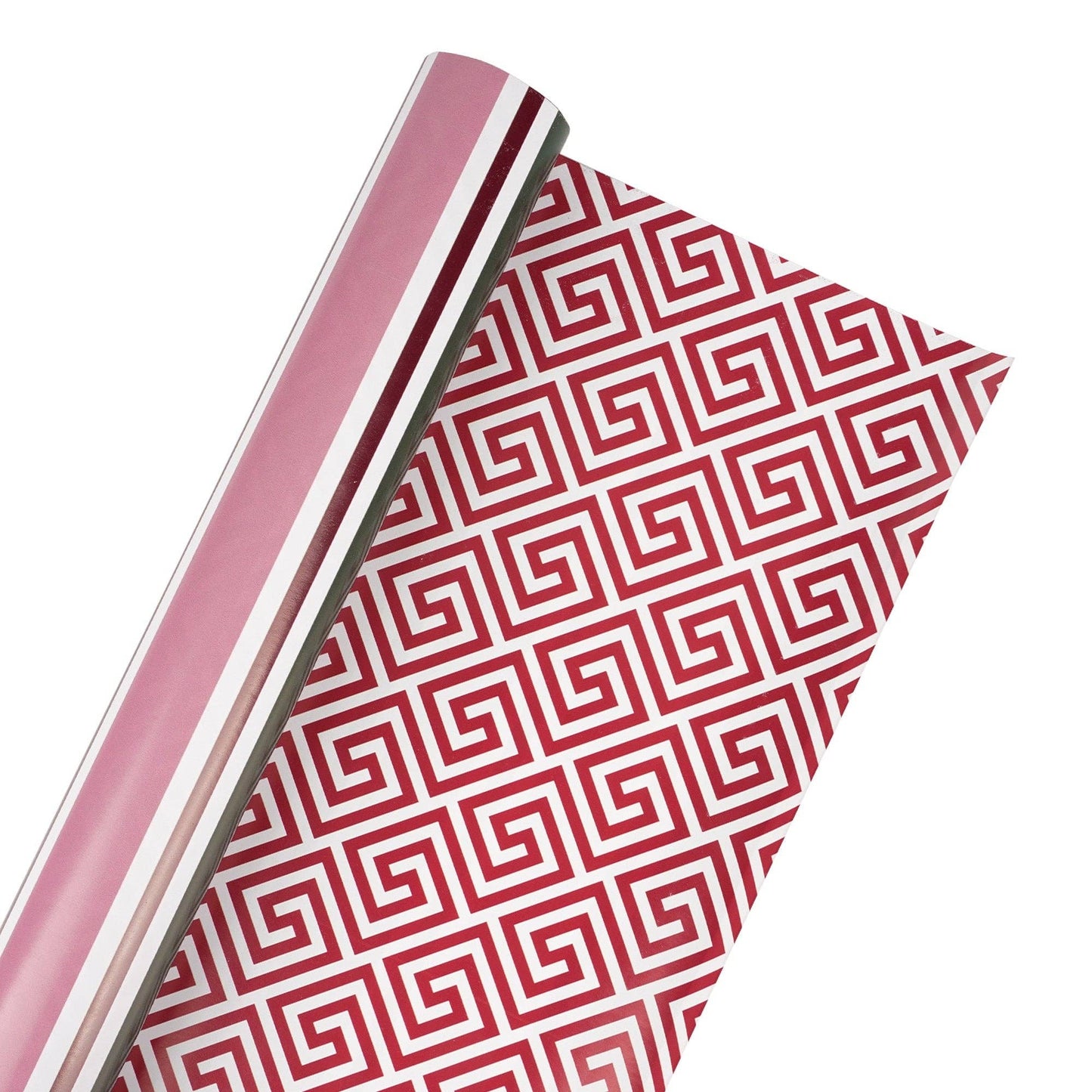 30" x 10' Reversible Holiday Wrapping Paper | Multi-Colored Stripe/Diagonal Greek Key