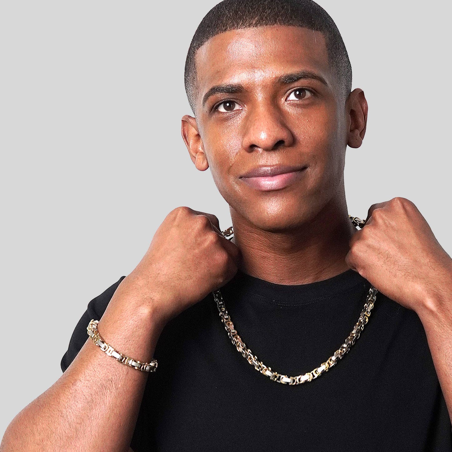 Invicta Jewelry Byzantine Chain Steel Bracelet (8mm) - 8.75"