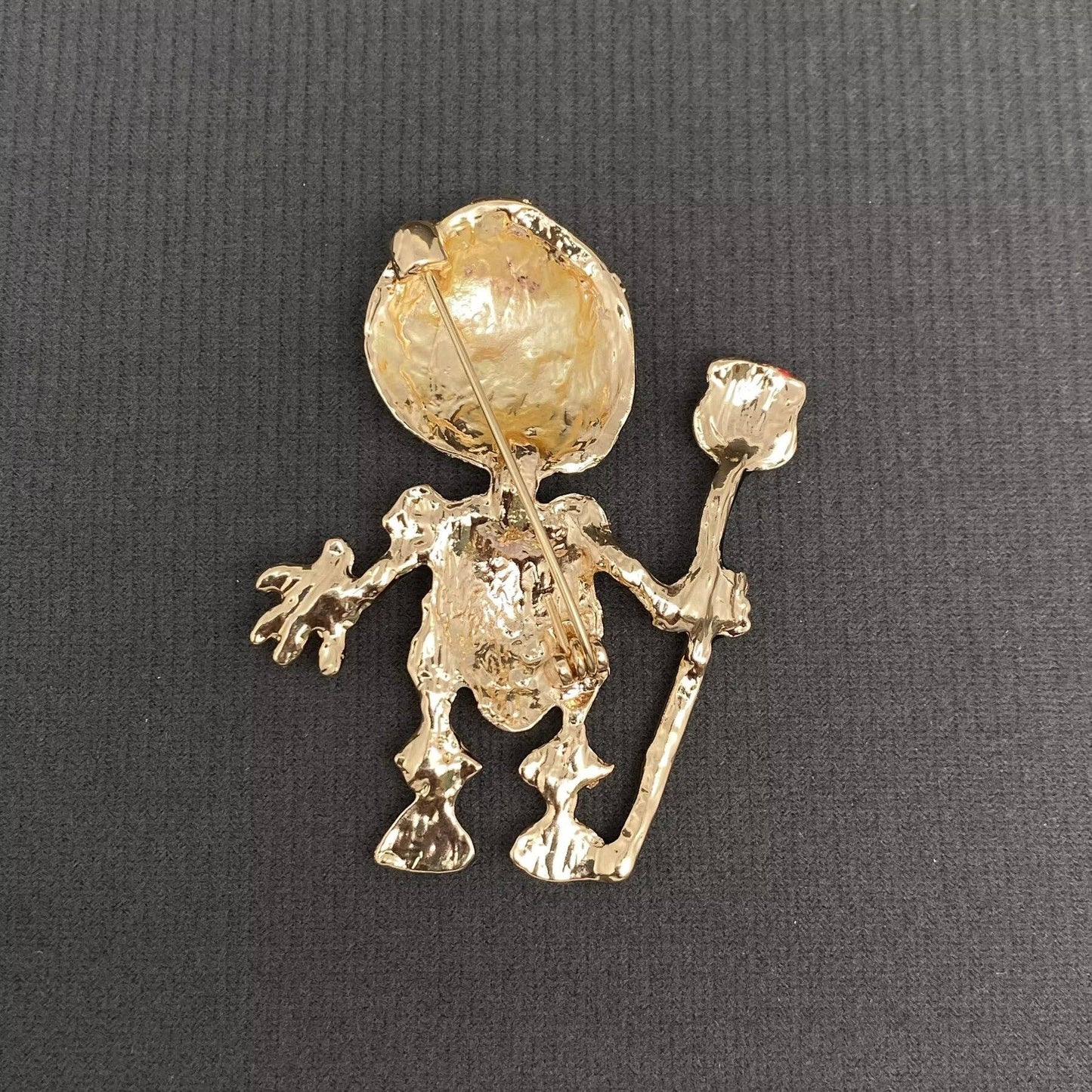 Halloween Skeleton Holding A Rose Brooch