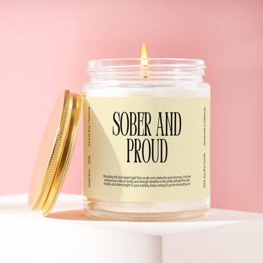 Sobriety Sober and Proud Candle Coconut & Orange Scent