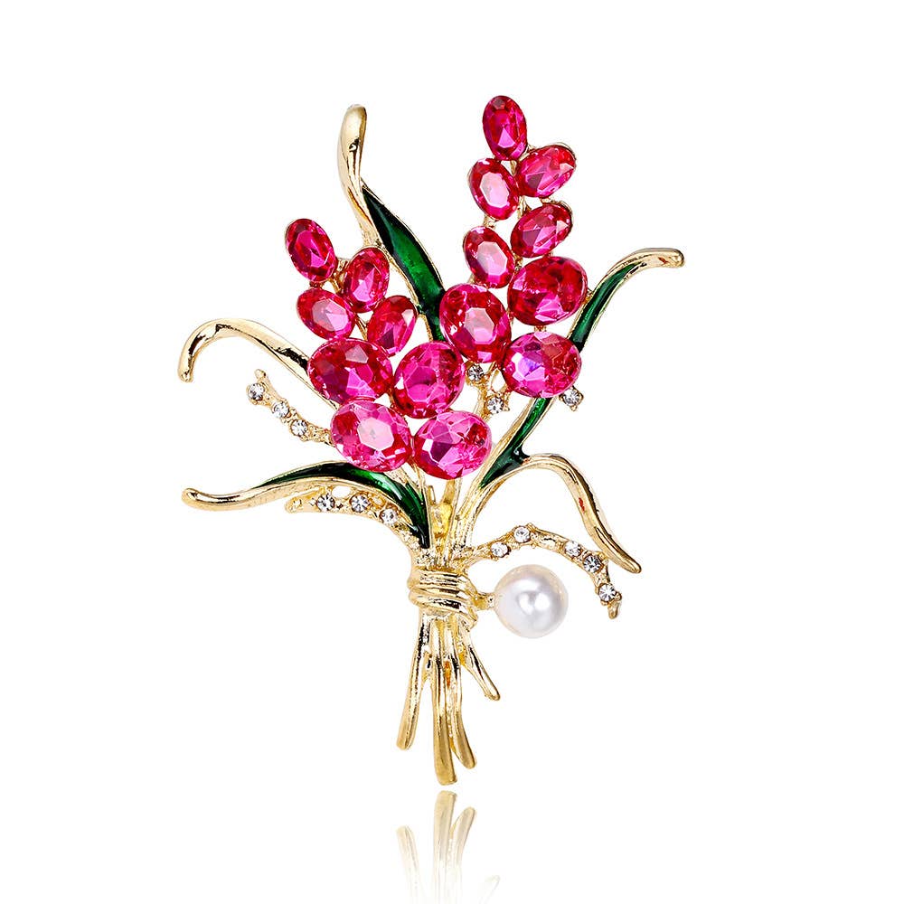 Wheat Ear Rhinestone Flower Brooch Pin
