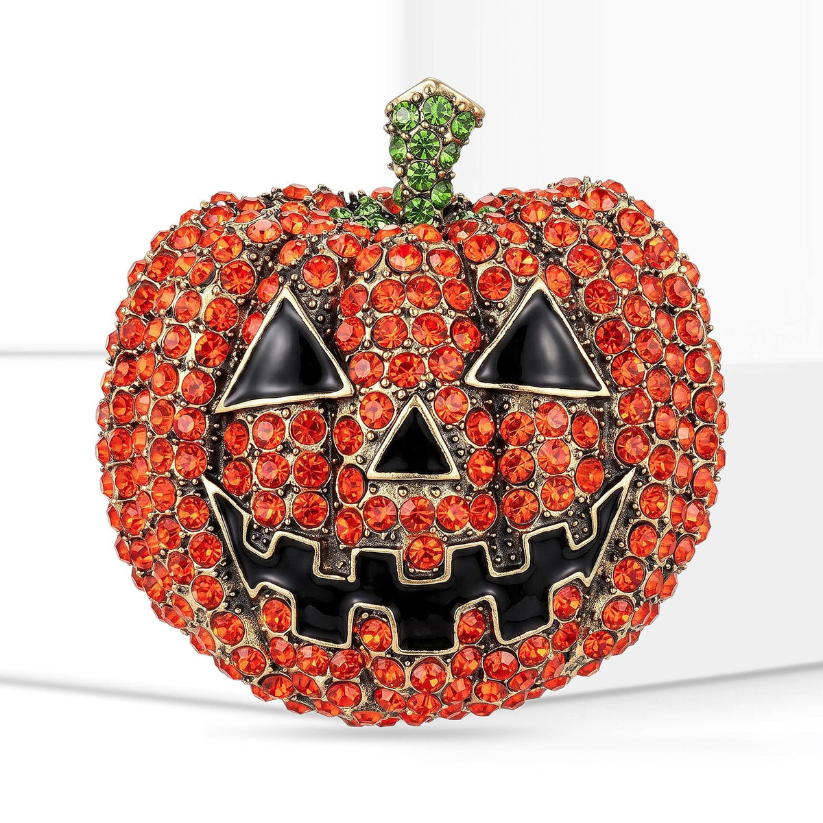 Rhinestone Jack‑O‑Lantern Pumpkin Halloween Brooch Lapel Pin