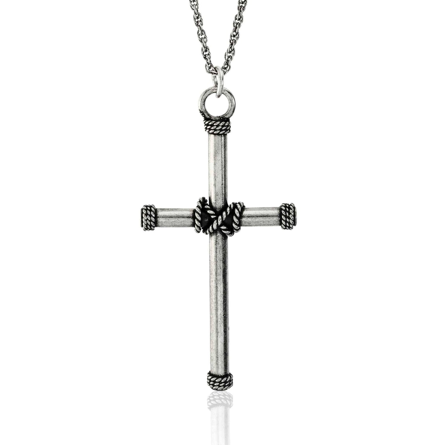 Antique Christian Stainless Steel Rope Cross Pendant