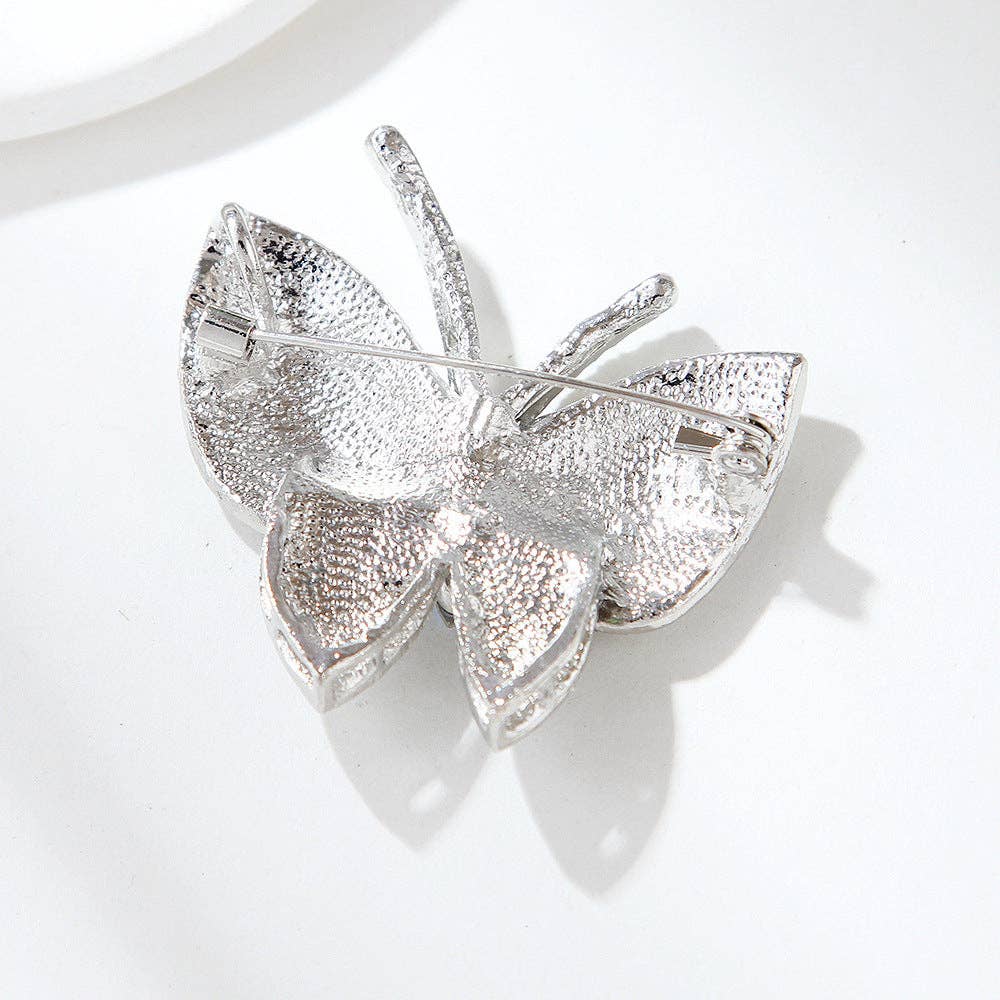 Rhinestone Butterfly Insect Brooch Pin