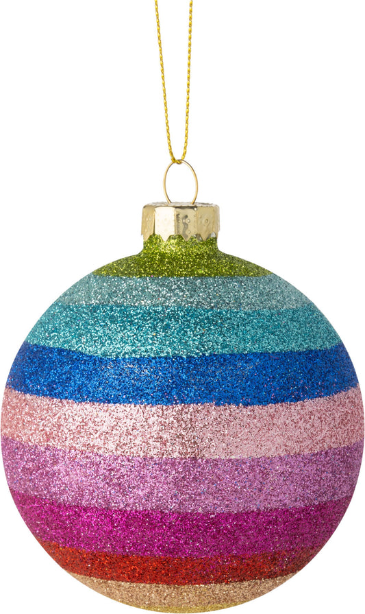 Rainbow Glass Ball Ornament ,3in
