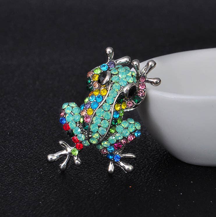 Frog Rhinestone Brooch