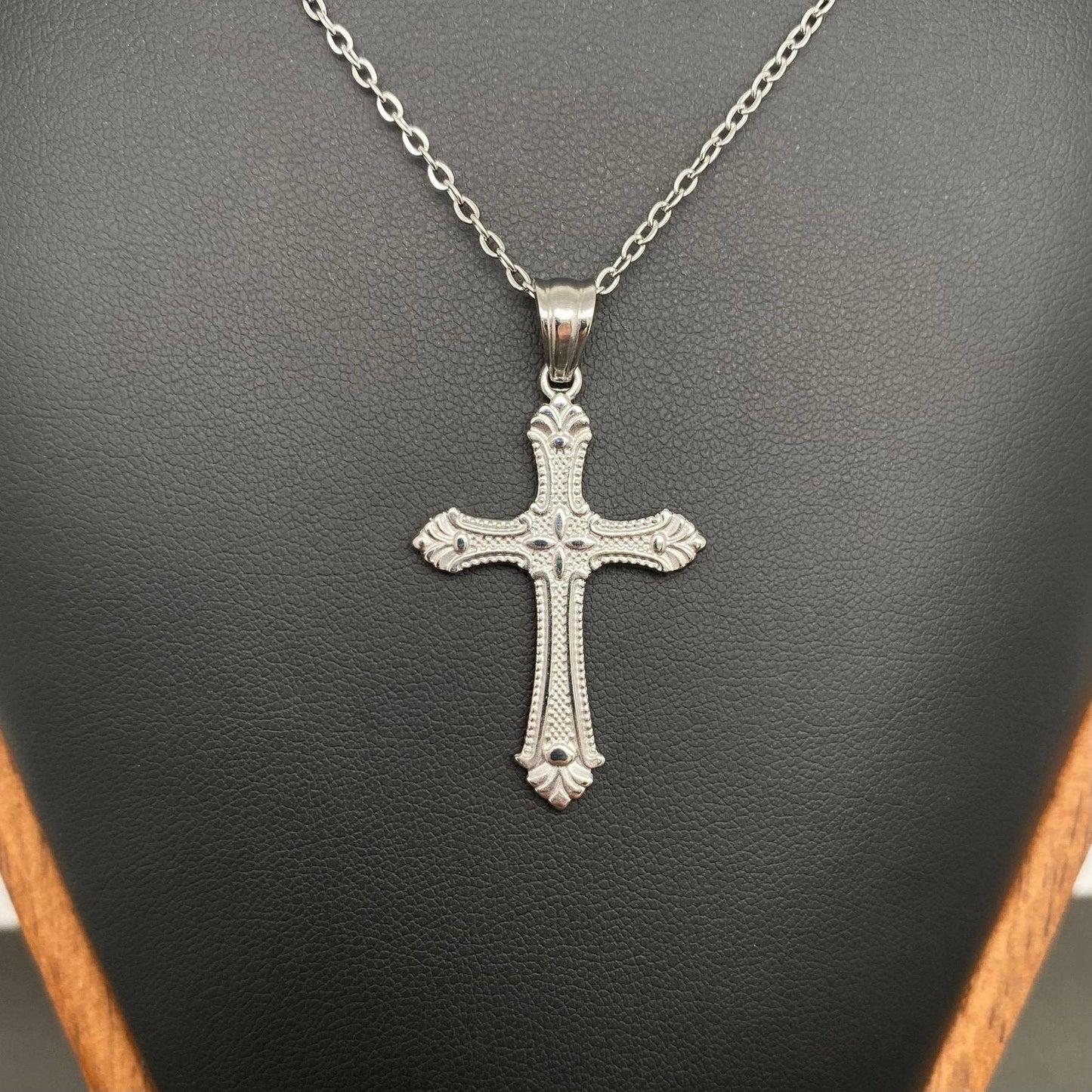 18K Gold Plt St. Stl. Cross Pendant