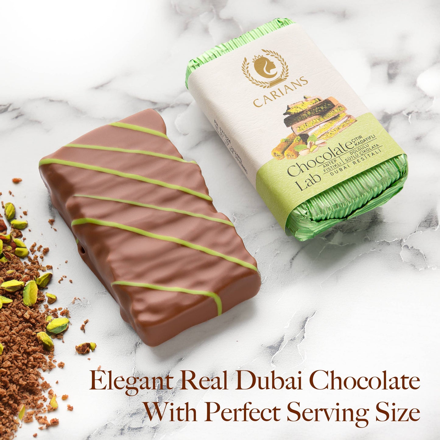 Famous Dubai Chocolate Bar, Premium Pistachio, 3.17oz