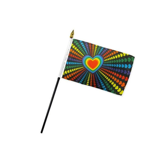Rainbow Love 4x6in Stick Flag