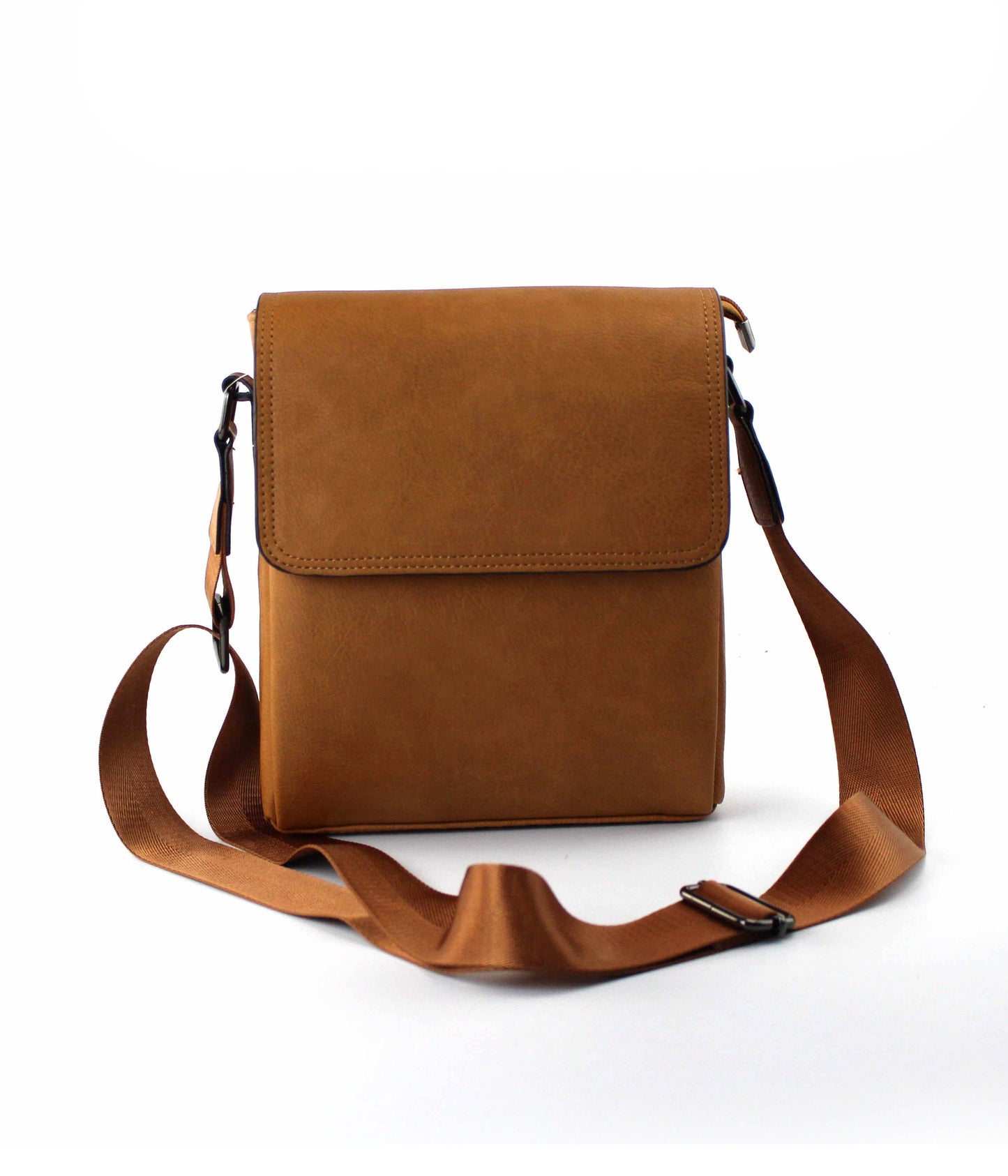 Vegan Leather Messenger Crossbody Bag