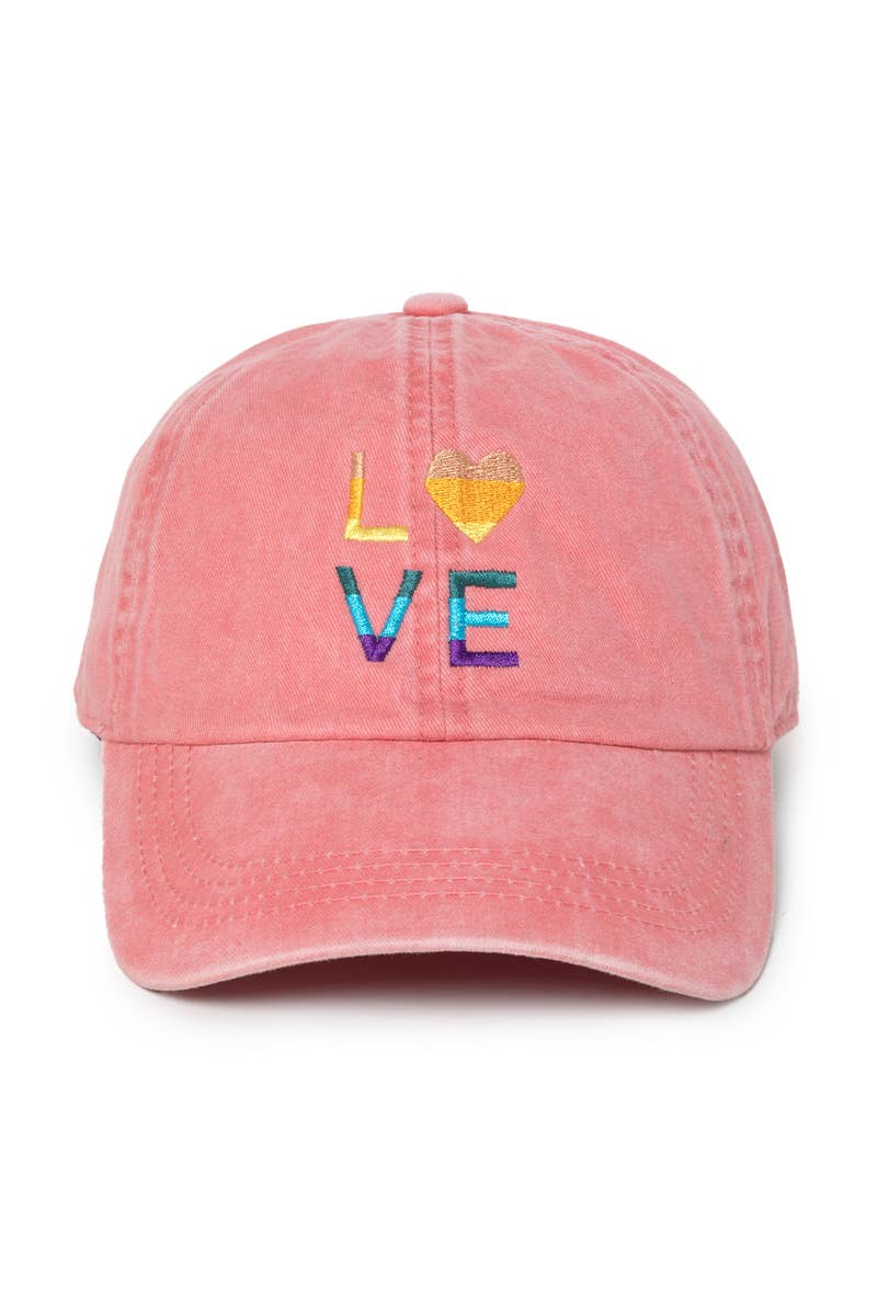 Multi Color Love Emb Cotton Baseball Cap.