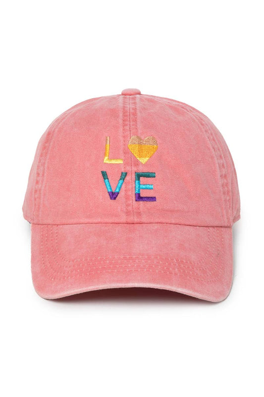 Multi Color Love Emb Cotton Baseball Cap.