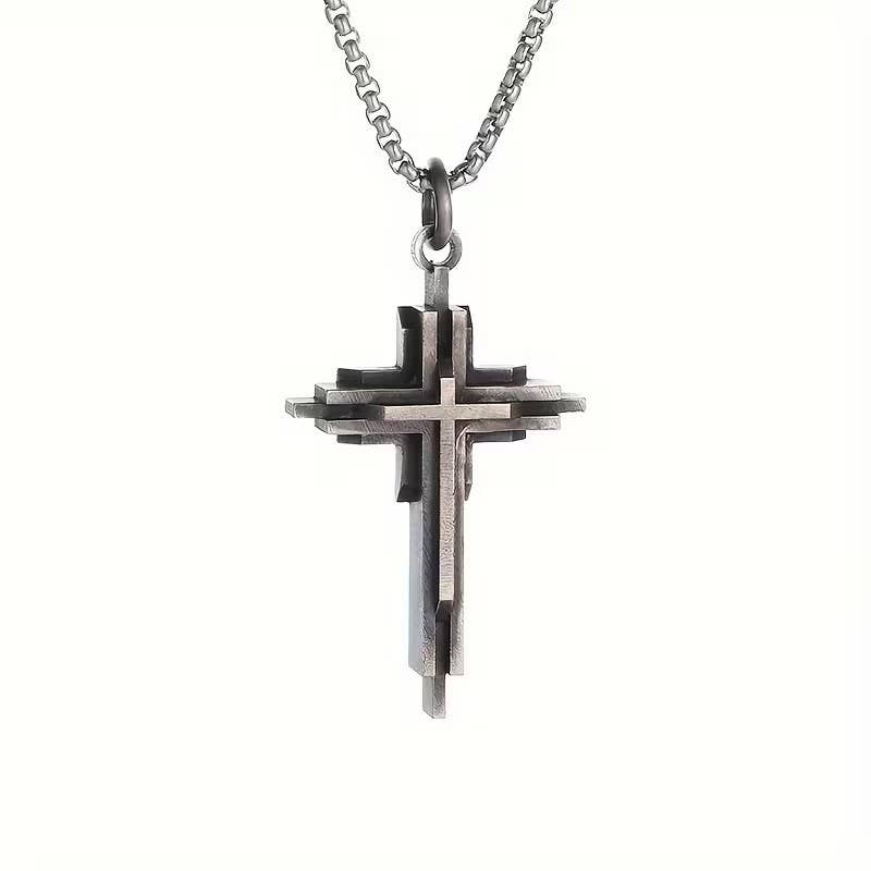Modern Layered Cross Pendant