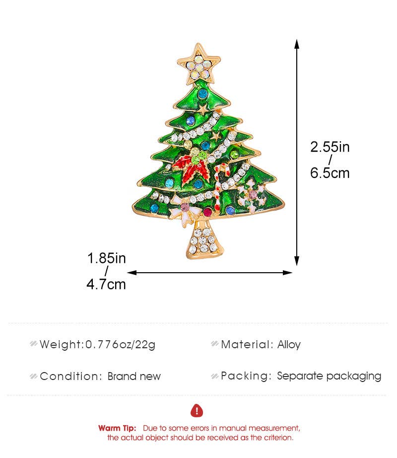 Colorful Enamel Christmas Tree Brooch - Festive Holiday Pin