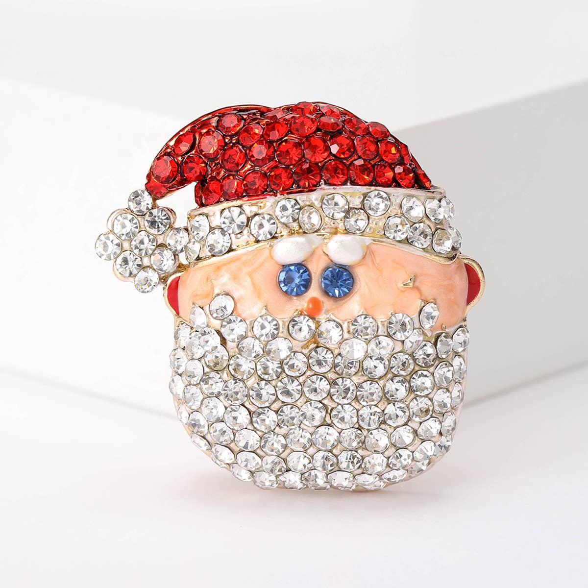 Rhinestone Santa Claus Brooch, Sparkling Christmas Pin