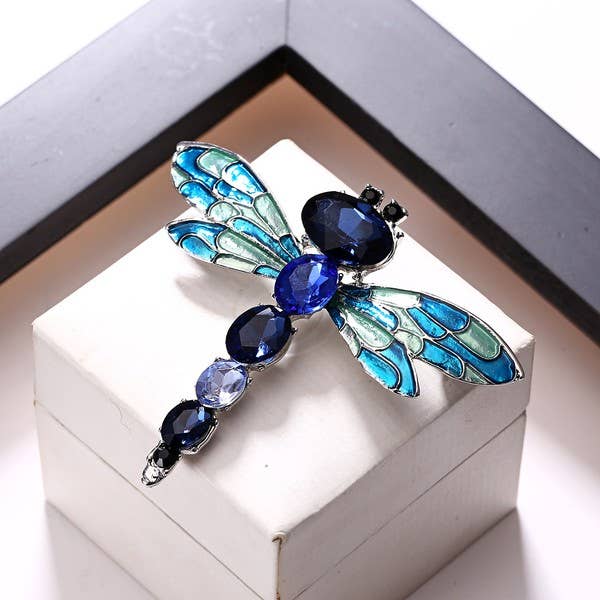 Alloy Rhinestone Dragonfly Brooch