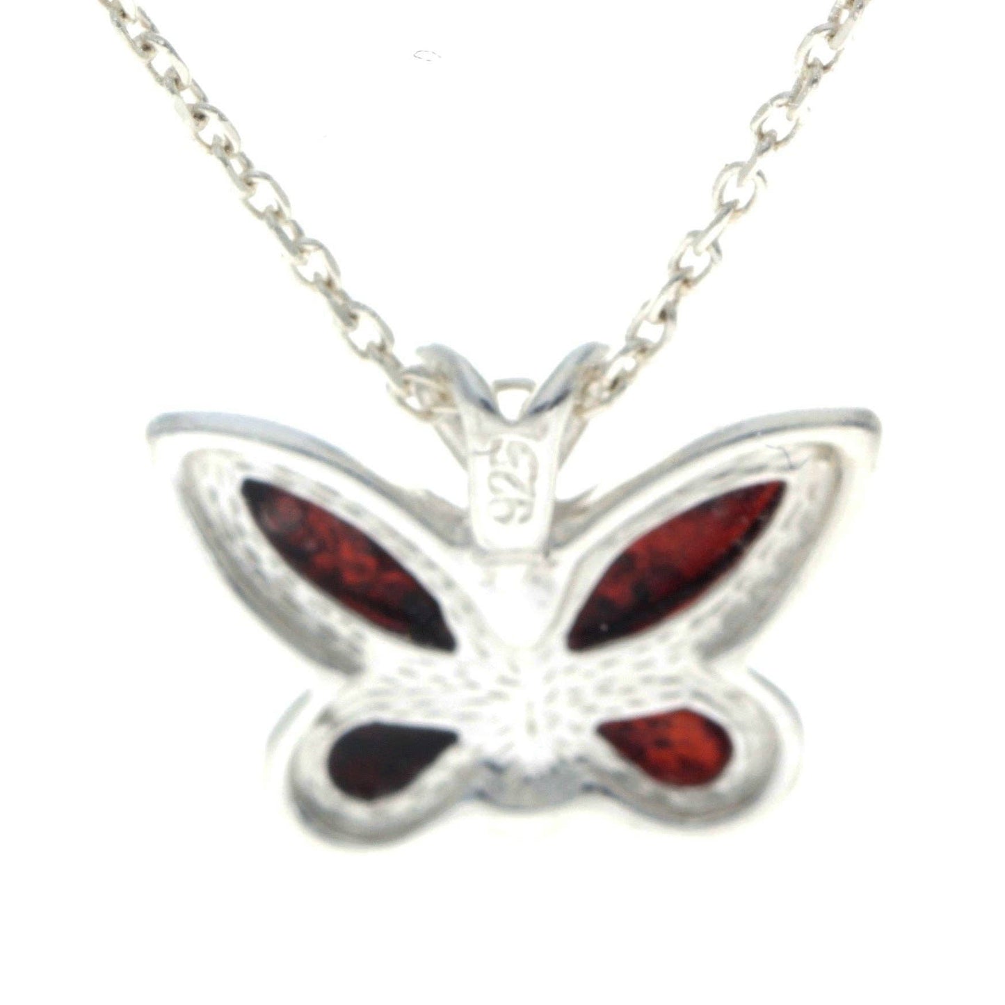 925 Sterling Silver & Baltic Amber Small Butterfly Pendant