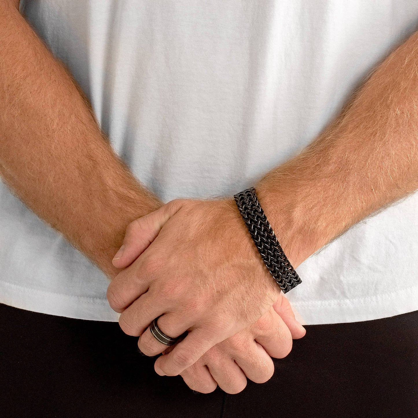 Crucible Three Row Franco Stainless Steel Bracelet (18mm)