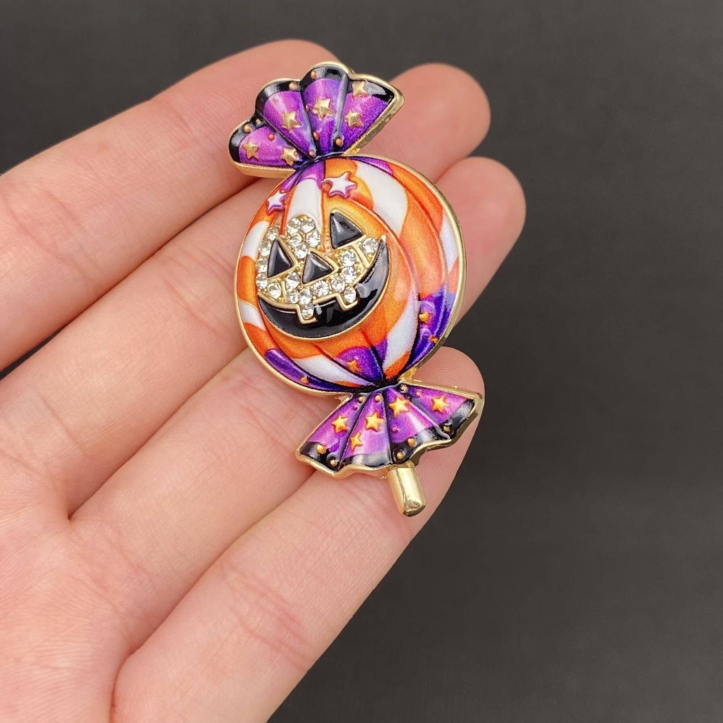 Halloween Enamel Pumpkin Candy Brooch