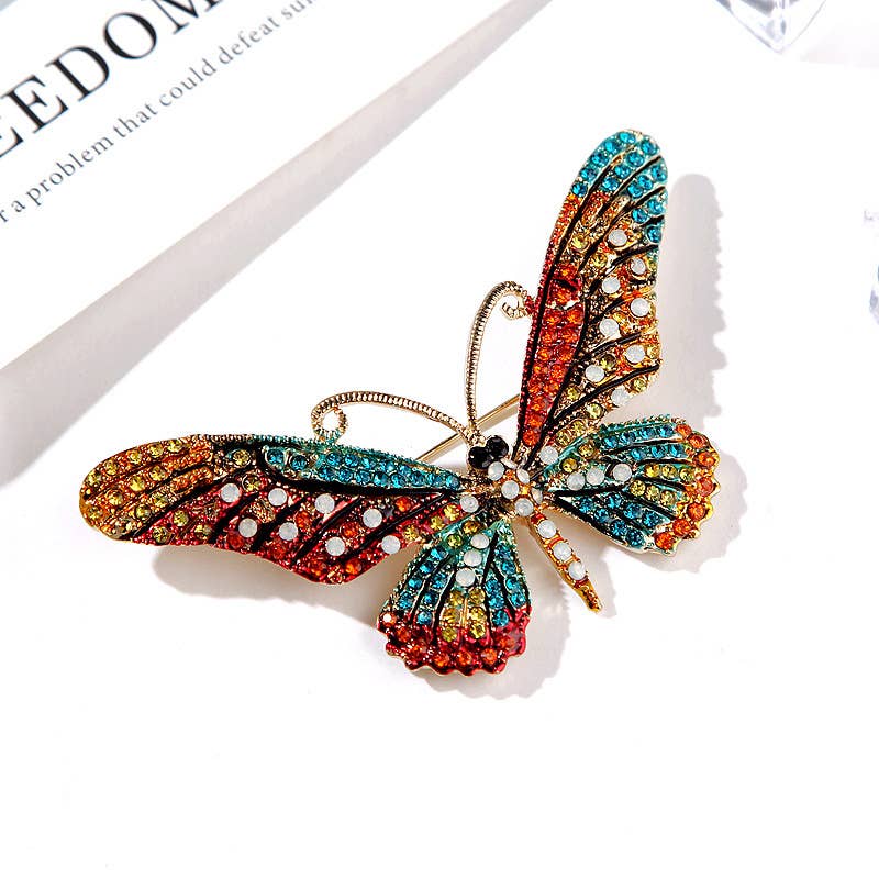 Alloy Rhinestone Butterflay Brooch