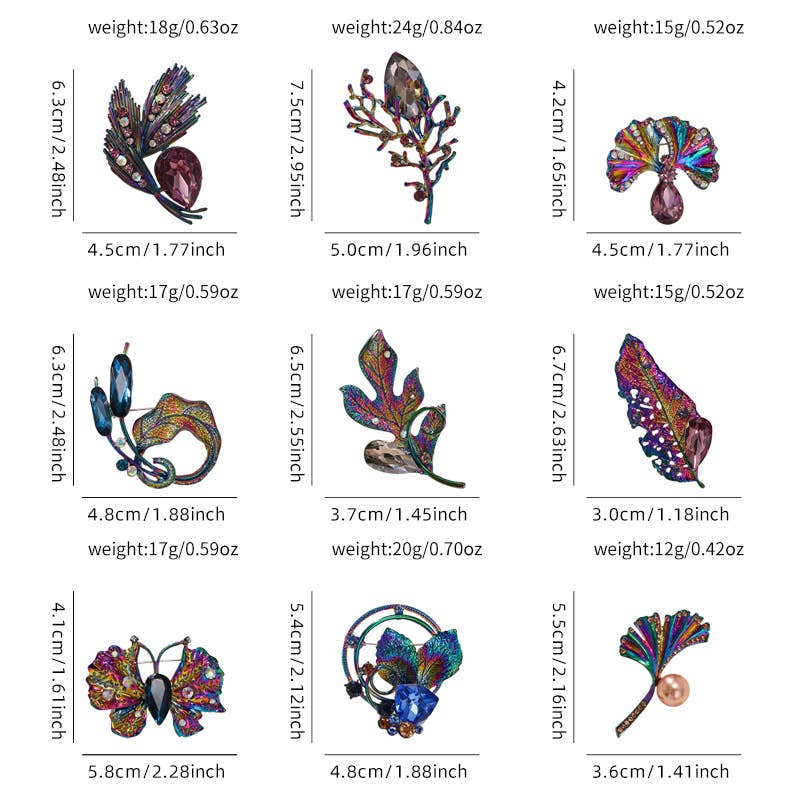 Multi Butterfly Rhinestone Brooch Pin