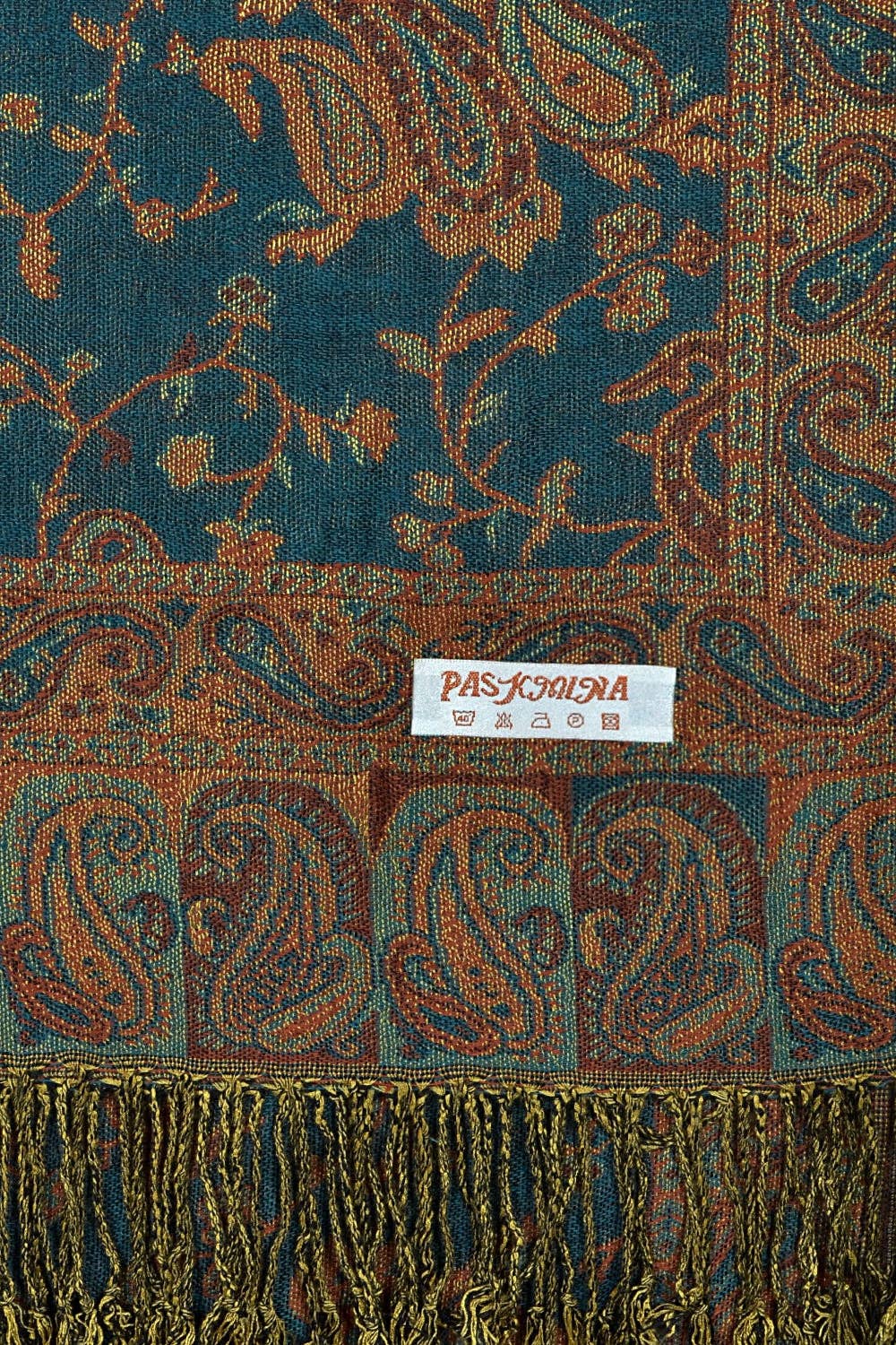 Paisley Print Pashmina Shawl Scarf - Teal