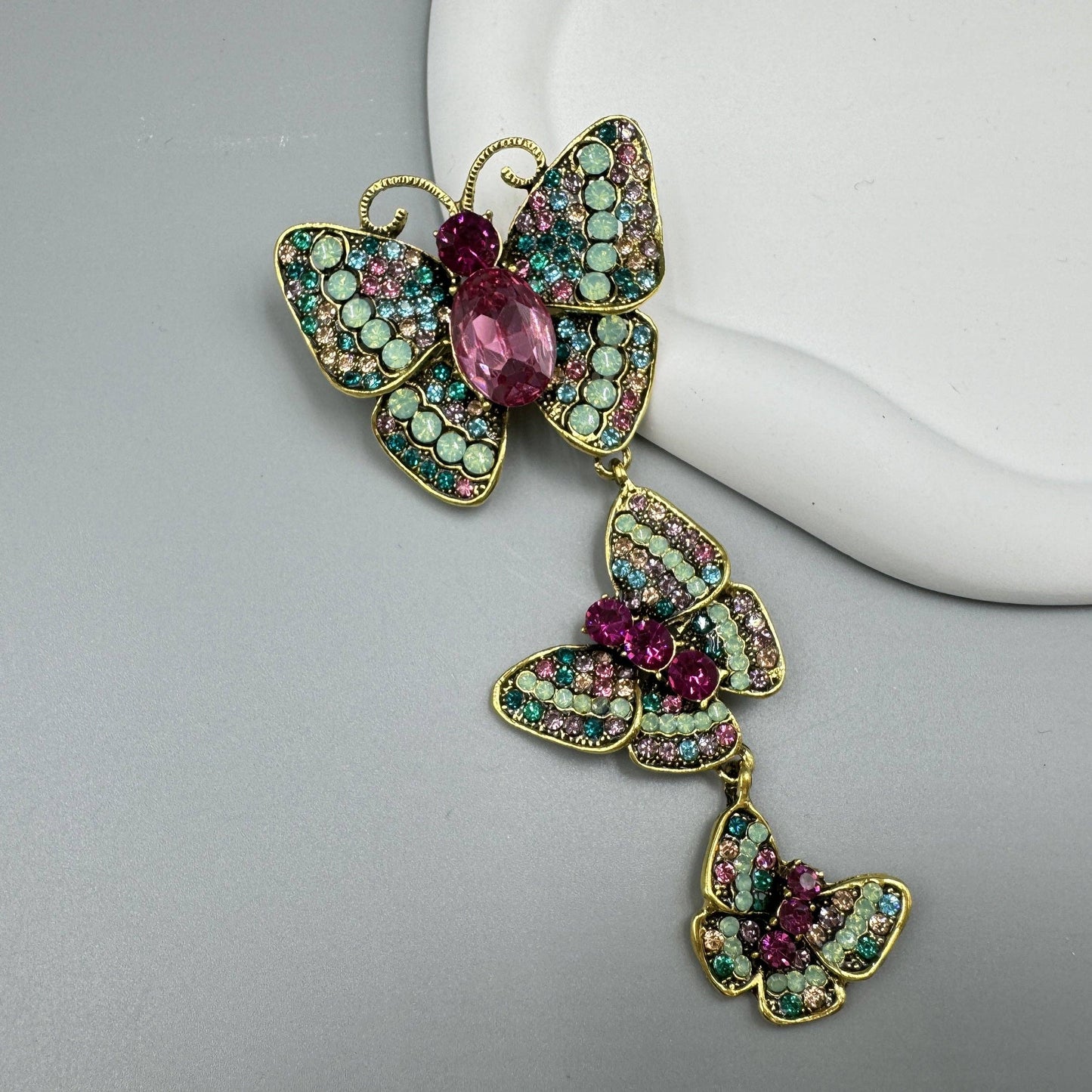 Butterfly Chain Rhinestone Pin PA3914