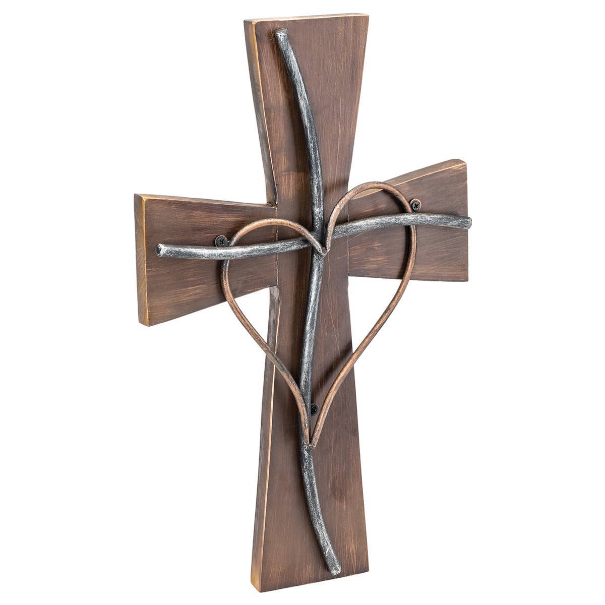 Espres Silver Copper Wood Metal Wall Cross