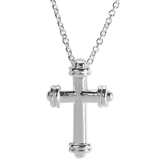 Silver Plated Mini Cross With Circled Ends Necklace
