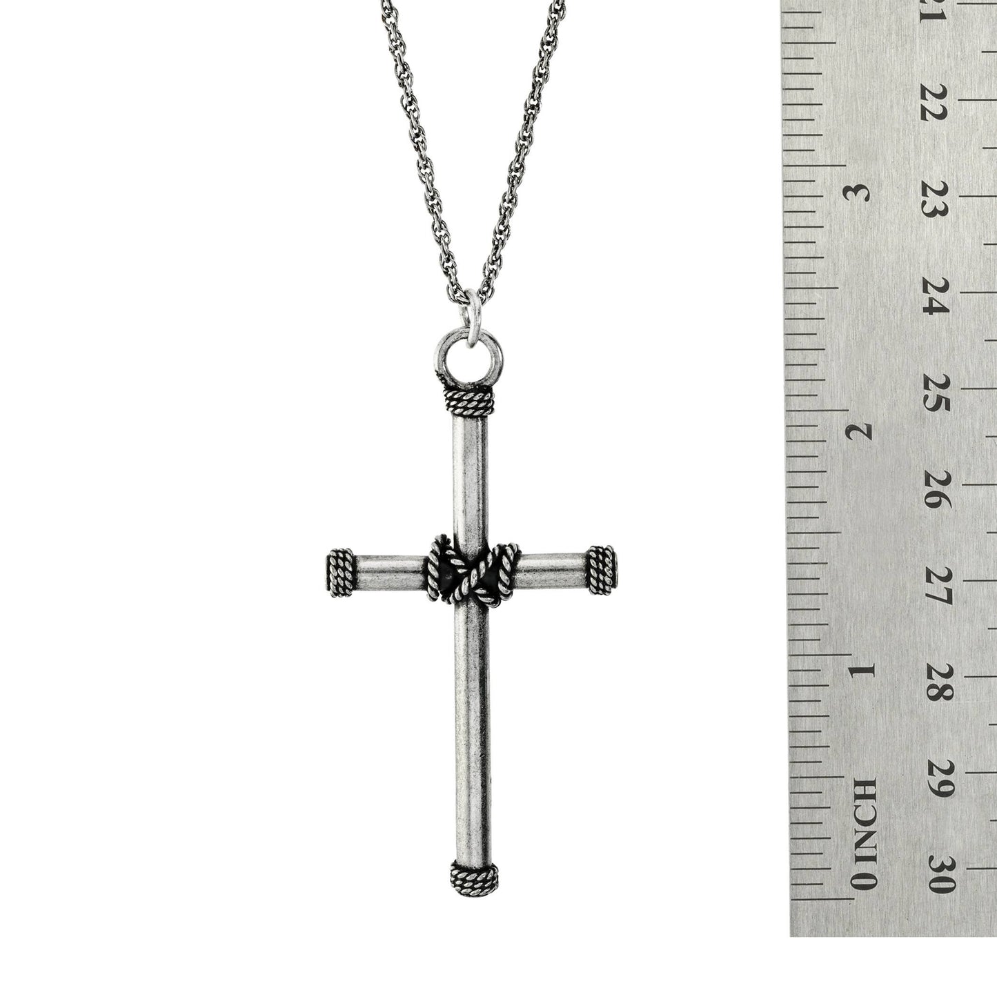 Antique Christian Stainless Steel Rope Cross Pendant