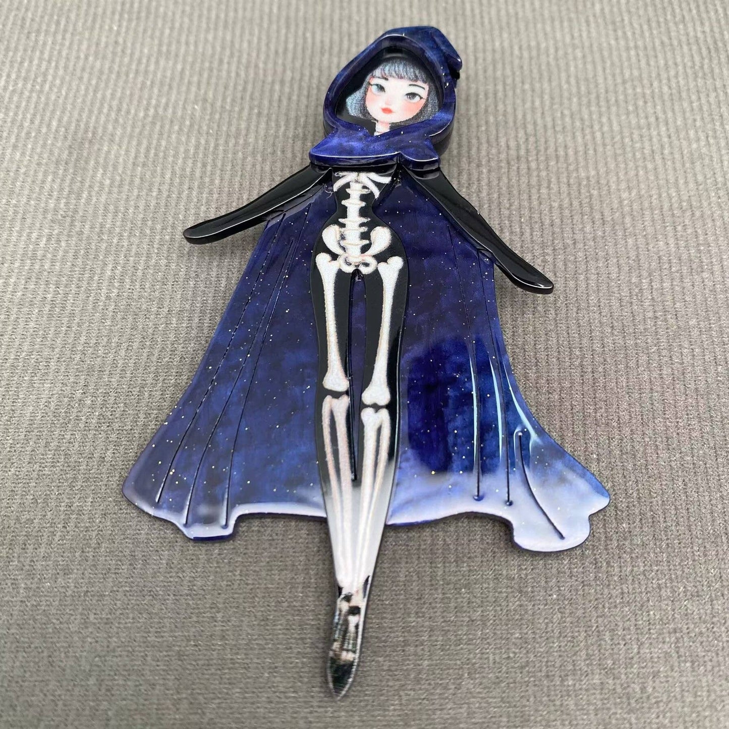Skeleton Witch Wearing A Cloak Acrylic Brooch